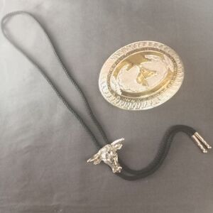 Crumrine Horse Head Belt Buckle and Vintage Bulls Head Bolo
